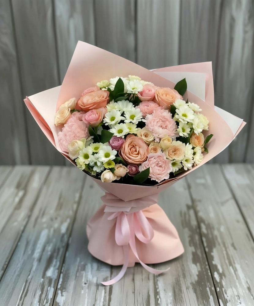 Букет цветов из: Гвоздики, Розы и Хризантемы в Горный Щит