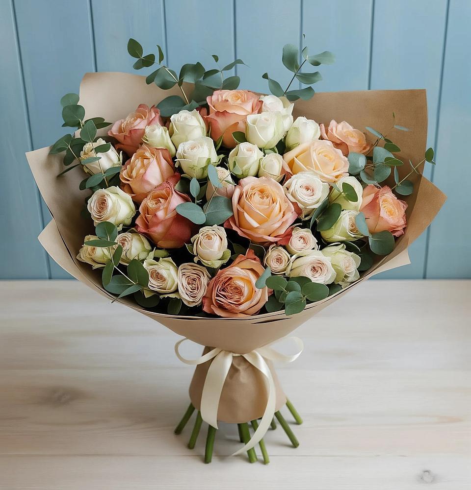 Букет цветов из: Альстромерии и Розы в Горный Щит