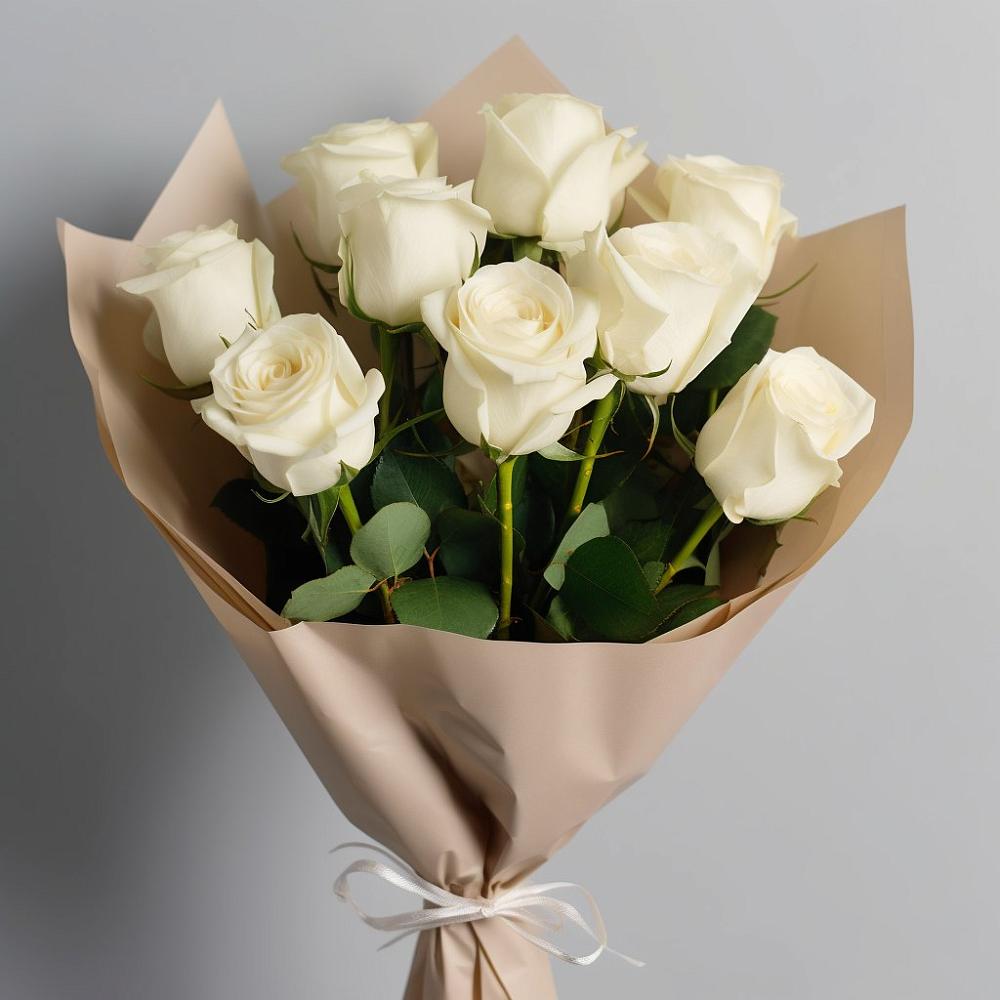 Букет 9 Белых роз Эдлесс Лав в Горный Щит