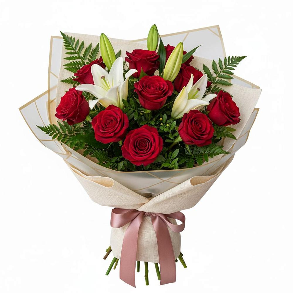 Букет цветов из: Лилии и Розы в Горный Щит