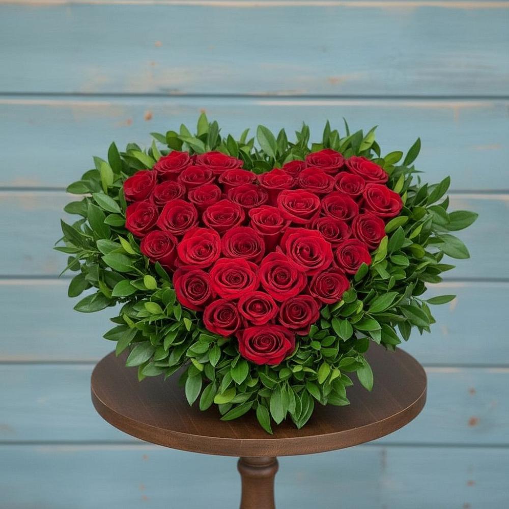 Цветочная композиция из Розы в виде сердца в Горный Щит