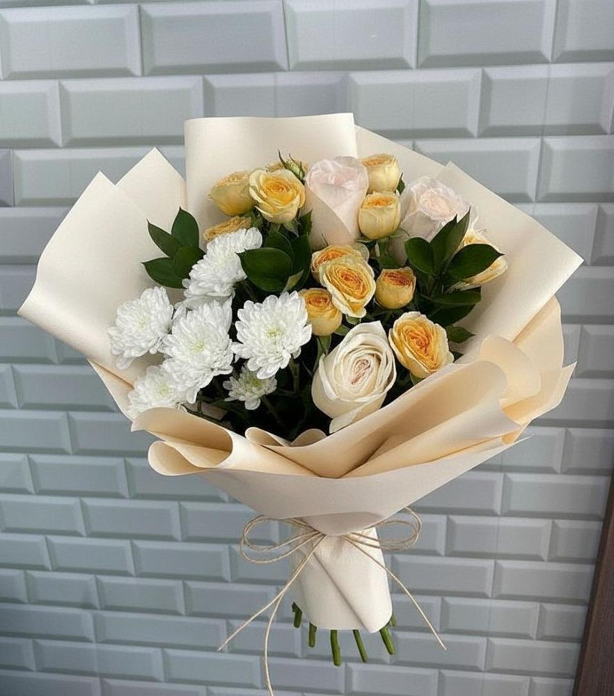 Букет цветов из: Розы и Хризантемы в Горный Щит