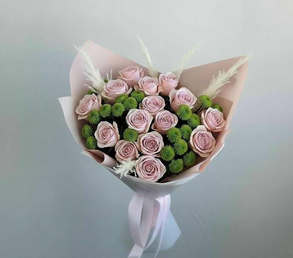 Букет цветов из: Розы и Хризантемы в Горный Щит