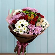 Букет цветов из:  Розы, Хризантемы и Альстромерии #REPLACE_PRED# Горный Щит