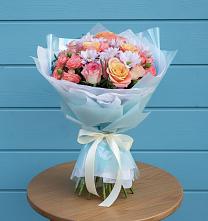 Букет цветов из:  Хризантемы и Розы в Горный Щит