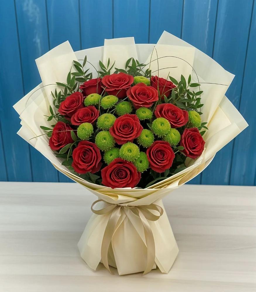 Букет цветов из: Розы и Хризантемы в Горный Щит